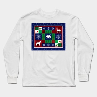 Christmas Wilderness Winter Quilt Long Sleeve T-Shirt